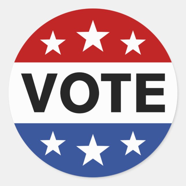 Vote on election day, red white and blue sticker (Front)