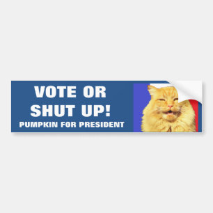 vote or shut up Pumpkin For President Bumper Sticker