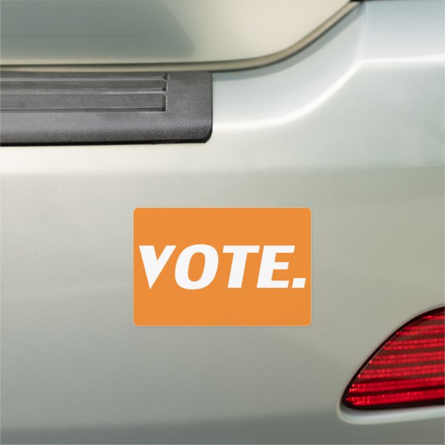 "vote" orange white  Car Magnet (In Situ)