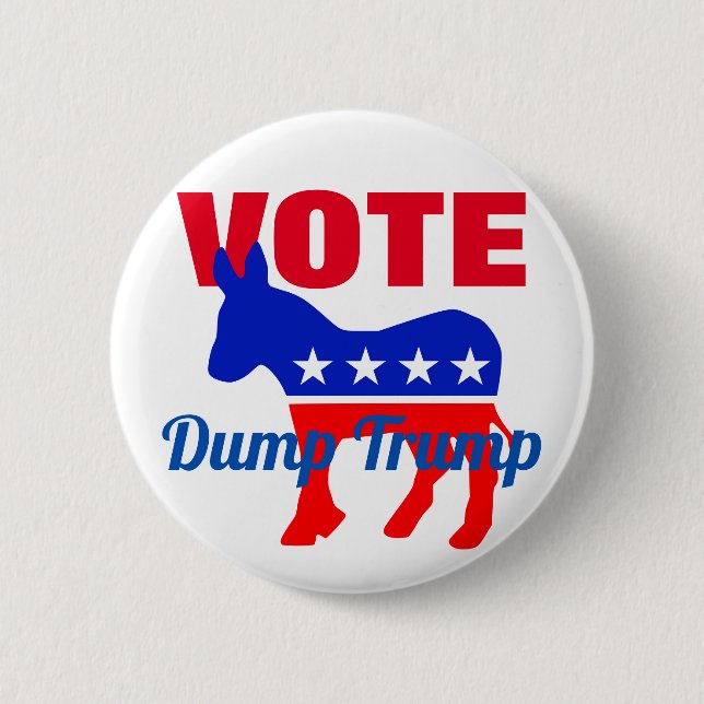 VOTE Patriotic Donkey, Stars, Dump Trump Button (Front)