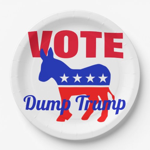 VOTE Patriotic Donkey Stars Dump Trump Paper Plates
