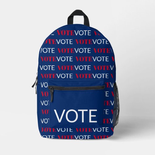 Vote Pattern Red White and Blue Printed Backpack