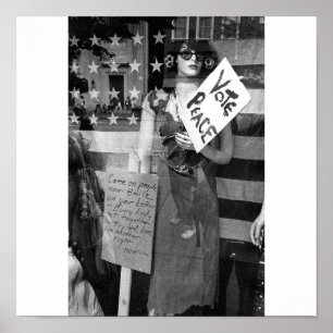 Vote peace, a black and white print