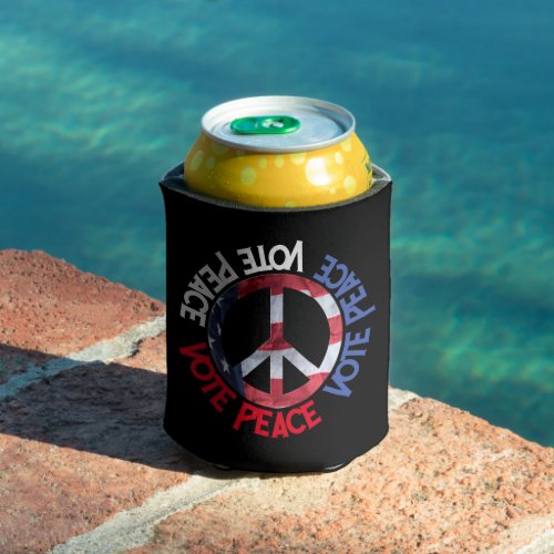 Vote Peace Red White Blue Black Can Cooler