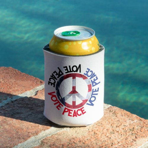 Vote Peace Red White Blue Can Cooler