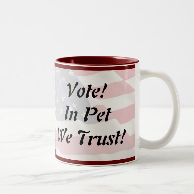 Vote Pet We Trust Two-Tone Coffee Mug (Right)
