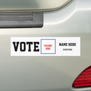 VOTE PHOTO PERSONALIZE NAME BUMPER STICKER