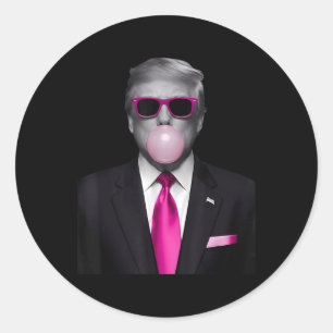 Vote President Funny Design Trump Pink Bubble Gum Classic Round Sticker