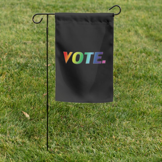 "Vote" pride lgbtq lgbt rainbow, black Garden Flag (In SItu)