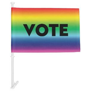 Vote pride lgbtq lgbt rainbow, blue Car Flag