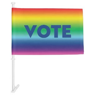 Vote pride lgbtq lgbt rainbow, blue Car Flag