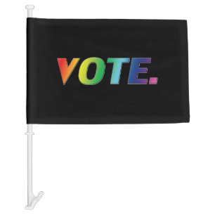 "vote" pride, lgbtq, lgbt, rainbow colors black car flag