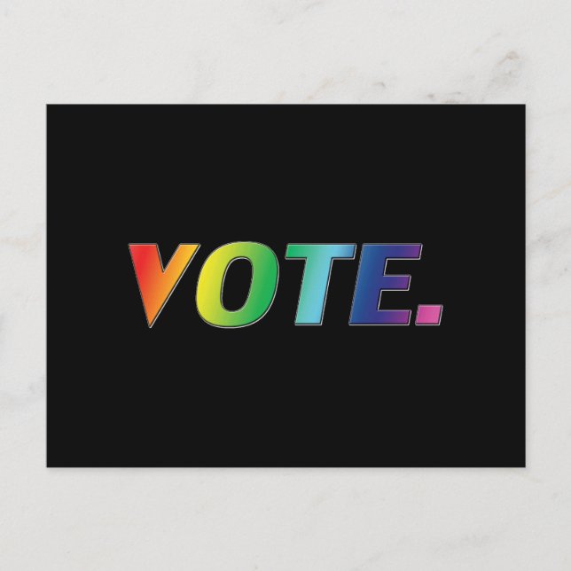 "Vote" pride lgbtq, lgbt rainbow colors, black Postcard (Front)