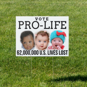 Vote Pro-Life Abortion Statistics 62,000,000 Yard Sign