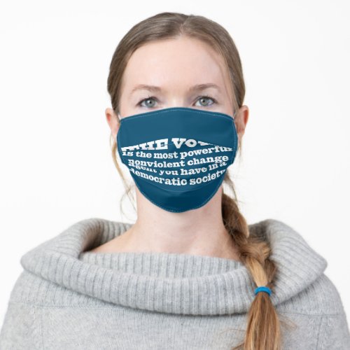VOTE _ Quote by John Lewis on Teal Adult Cloth Face Mask