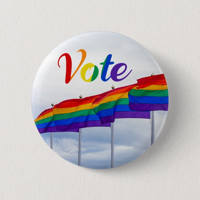 Vote Rainbow Flag Gay Pride LGBTQ Election Button (Front)