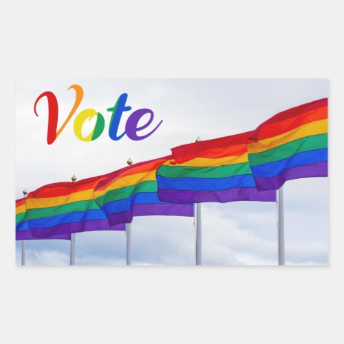 Vote Rainbow Flag Gay Pride LGBTQ Election Rectangular Sticker