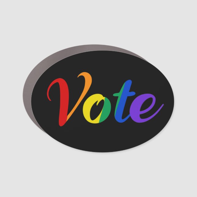 Vote Rainbow Gay Pride Political Election Black Car Magnet (Front)