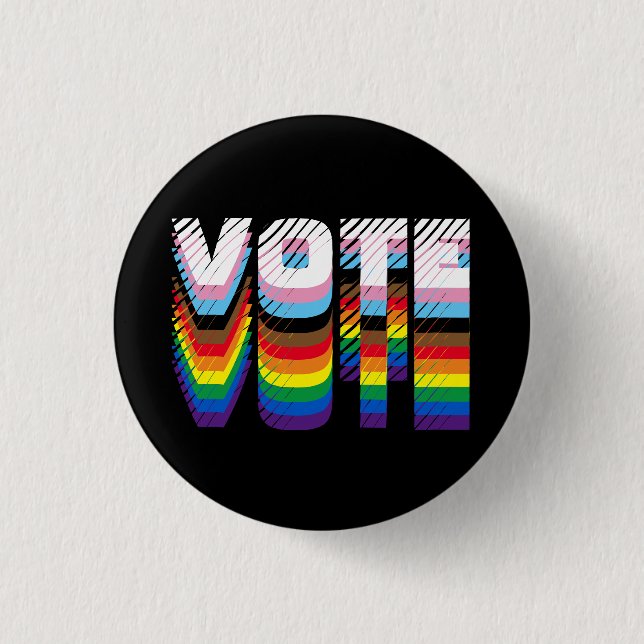 Vote rainbow typography gay pride modern graphic button (Front)