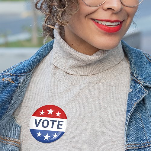 Vote Red and Blue Election Button