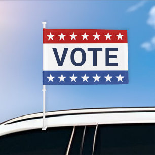 Vote Red and Blue Election Car Flag