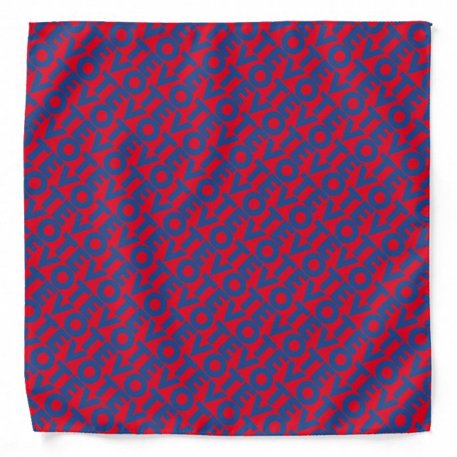 Vote red and blue typography pattern modern bandana (Front)