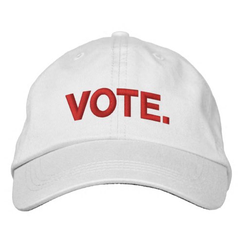 Vote red and white modern bold text  embroidered baseball cap