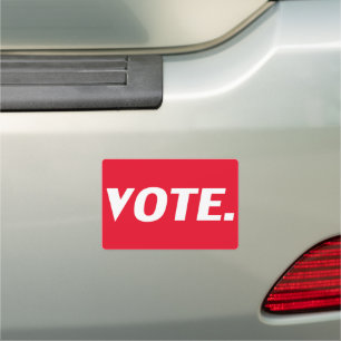 Vote red and white modern typography car magnet