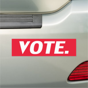 Vote red and white modern typography minimalist car magnet