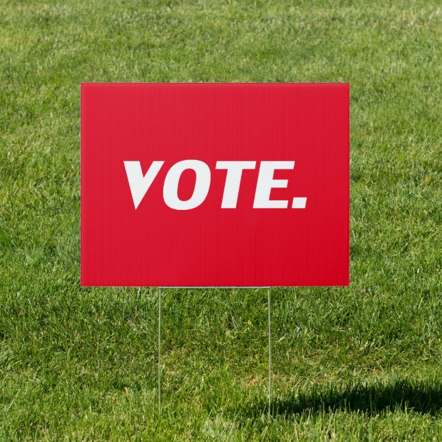 Vote red and white modern typography minimalist sign (Insitu)