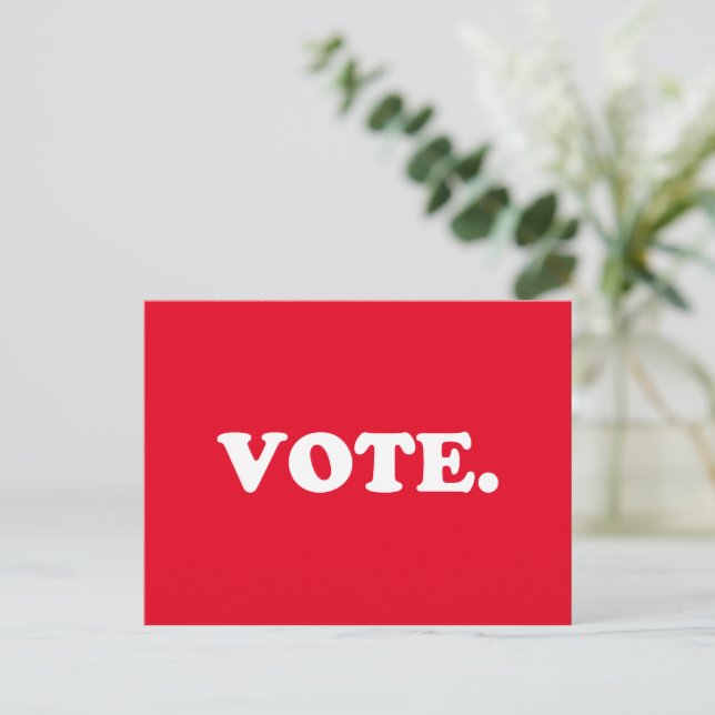 Vote red and white typography modern postcard (Standing Front)