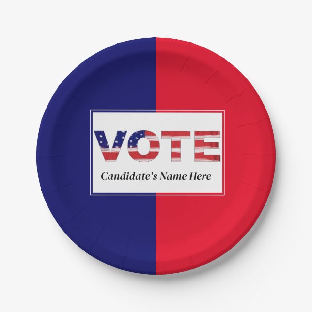 Vote Red/Blue Paper Plates (Front)