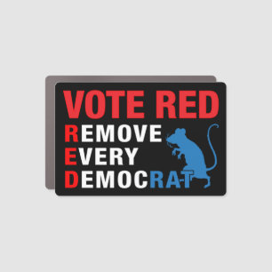 Vote red, funny anti democrat election car magnet