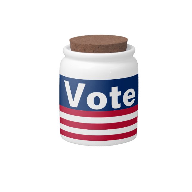 Vote Red White and Blue Patriotic Candy Jar (Front)