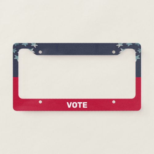 VOTE Red White and Blue Patriotic Stars Your Text License Plate Frame