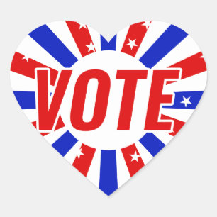VOTE red white and blue star rays Election 2020 Heart Sticker