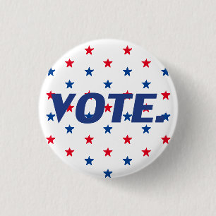 Vote red white and blue stars pattern patriotic button