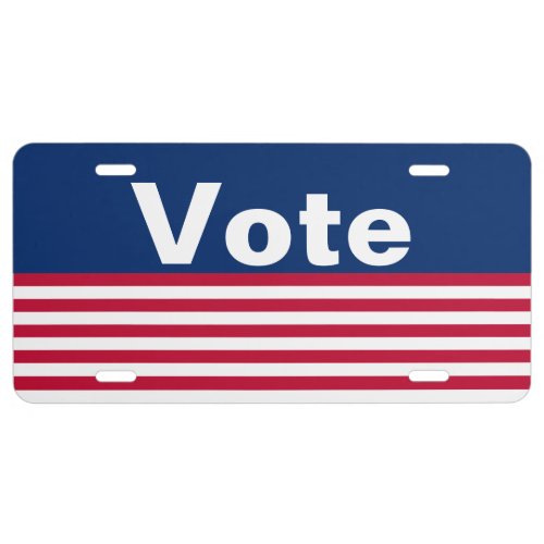 Vote Red White and Blue Striped Patriotic License Plate