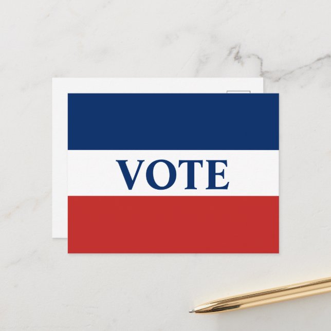 VOTE Red White and Blue Stripes Postcard (Front/Back In Situ)