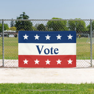Vote Red White and Blue with Stars Banner
