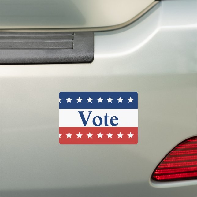 Vote Red White and Blue with Stars Car Magnet (In Situ)