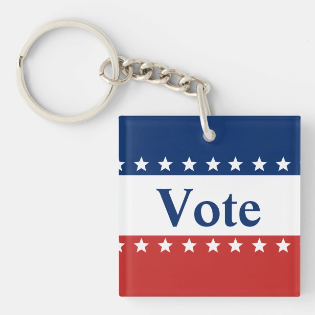 Vote Red White and Blue with Stars Keychain (Front)