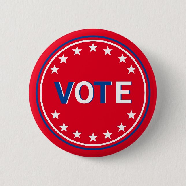 Vote Red White and Blue with Stars Nonpartisan Button (Front)