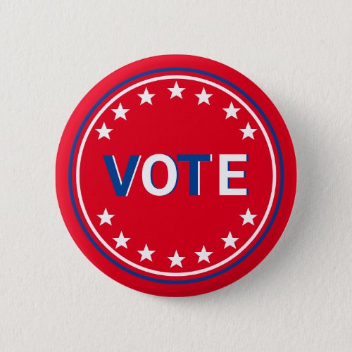 Vote Red White and Blue with Stars Nonpartisan Button