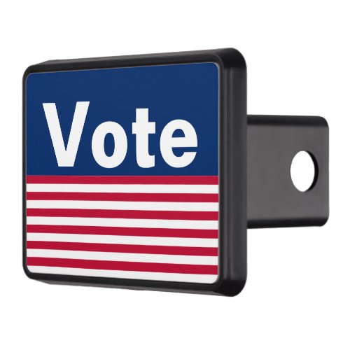 Vote Red White and Blue with Striped Pattern Hitch Cover