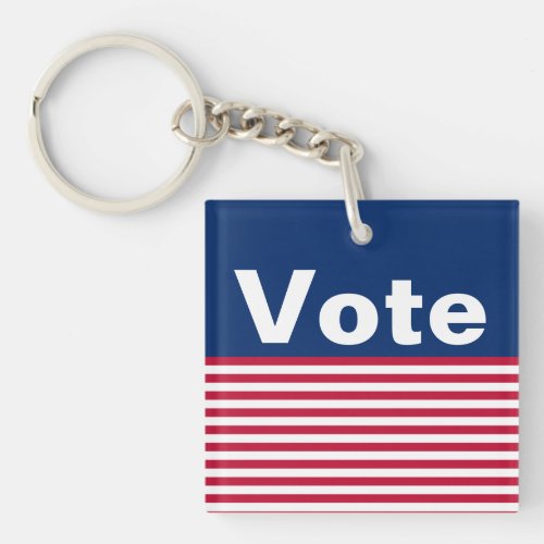 Vote Red White and Blue with Stripes Keychain