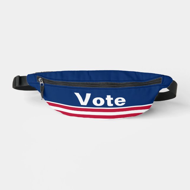 Vote Red White and Blue with Stripes Patriotic Fanny Pack (Front)