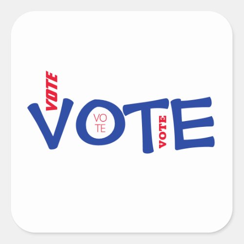 Vote Red White Blue Square Sticker