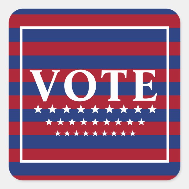 Vote Red White Blue Stars Stripes Square Sticker (Front)