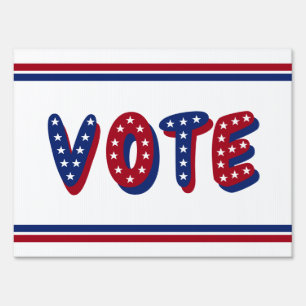 Vote Red White Blue Stars Yard Sign